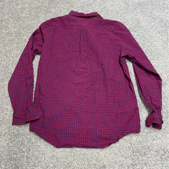 Vineyard Vines Shirt Men Large Red Blue Gingham Slim Fit Whale Button Seersucker - Picture 6 of 6